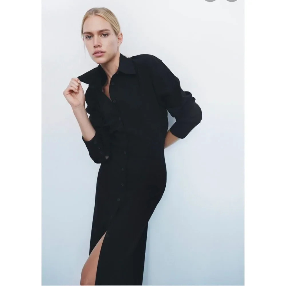 Zara MIDI SHIRT DRESS - Picture 3 of 9